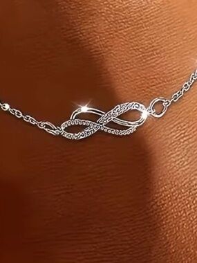 NWOT-Double Infinity Zirconia Stainless Steel Boho Anklet Ankle Bracelet